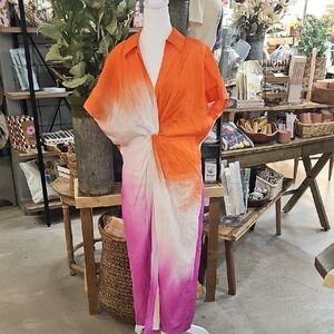 Antropologie Gradient Orange and Pink Dress